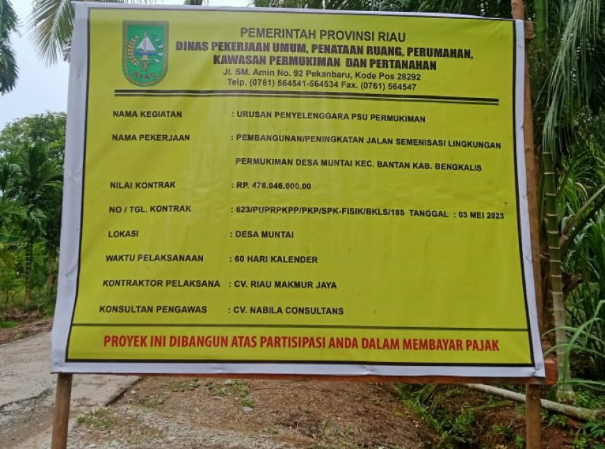 Kades Muntai Bengkalis Apresiasi Gubri Syamuar Suksesnya Pembangunan Semenisasi