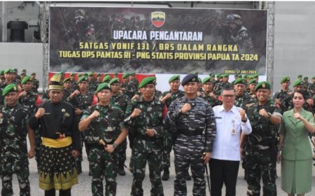 Danrem 031/WB Pimpin Upacara Pemberangkatan Satgas Yonif 131/BRS Pamtas RI – PNG