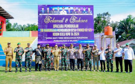 TMMD Ke-121 Kodim 0313/KPR di Desa Tanjung Belit Selatan Resmi Dimulai