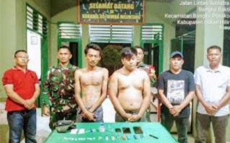 Akibat Peredaran Narkoba, Dua Pria Diduga Pengedar Narkoba di Ringkus Koramil 0321-05/ RM
