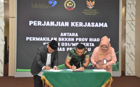 Danrem 031/WB Laksanakan Penandatanganan Perjanjian Kerja Sama Dengan BKKBN, dan Baznas Provinsi Riau
