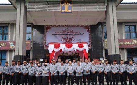 Peringati Hari Kesaktian Pancasila, Lapas narkotika rumbai ikuti upacara Di Kanwil Kemenkumham Riau