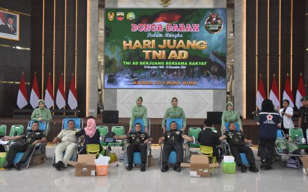 Korem 031/WB Gelar Bakti Kesehatan Donor Darah dalam Rangka Peringatan Ke-79 Hari Juang TNI AD