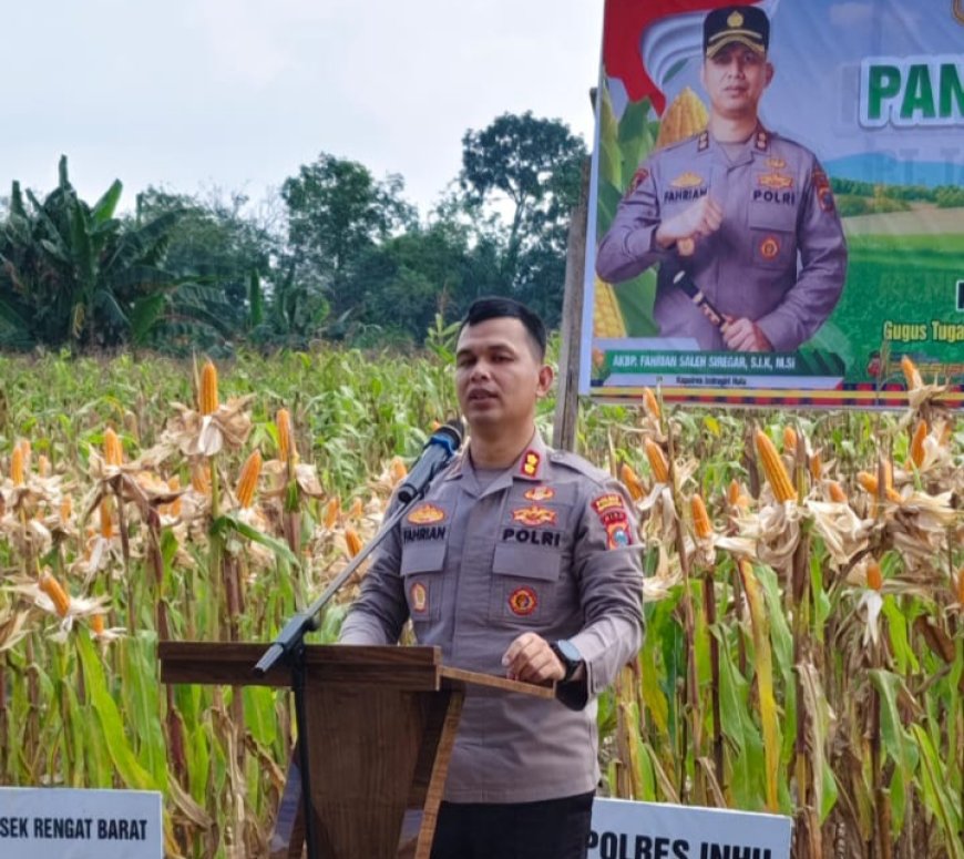Polres Inhu dan PT TJS Gelar Panen Raya Jagung Pipil