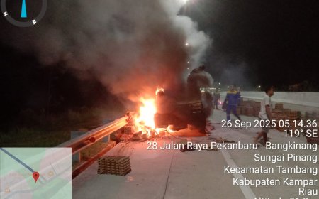 PJR Riau Amankan Kejadian Kebakaran Kendaraan di KM 10 Tol Pekanbaru–Bangkinang