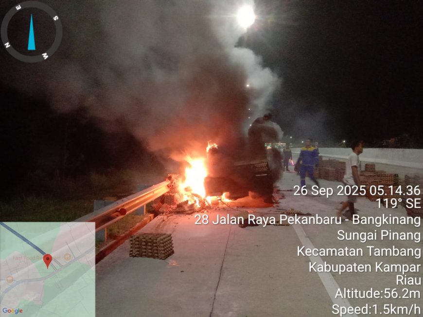 PJR Riau Amankan Kejadian Kebakaran Kendaraan di KM 10 Tol Pekanbaru–Bangkinang
