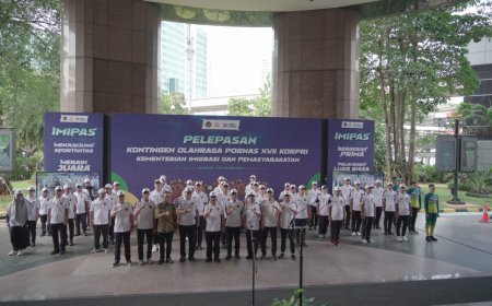 ASN Lapas Narkotika Rumbai Ikuti Pelepasan Kontingen Pornas XVII KORPRI Kemenimipas 2025