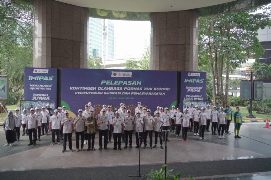 ASN Lapas Narkotika Rumbai Ikuti Pelepasan Kontingen Pornas XVII KORPRI Kemenimipas 2025