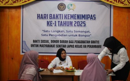Lapas Kelas IIA Pekanbaru Gelar Pemeriksaan Kesehatan dan Pengobatan Gratis dalam Rangka Hari Bakti Kemenimipas ke-1