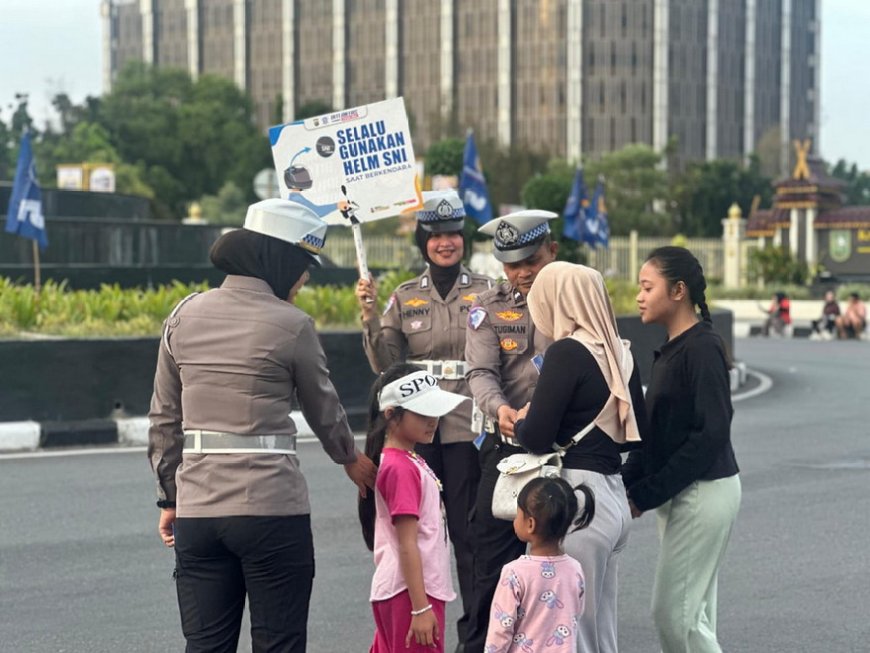 Polantas Menyapa di CFD Pekanbaru: Edukasi Keselamatan dan Aksi Peduli Lingkungan