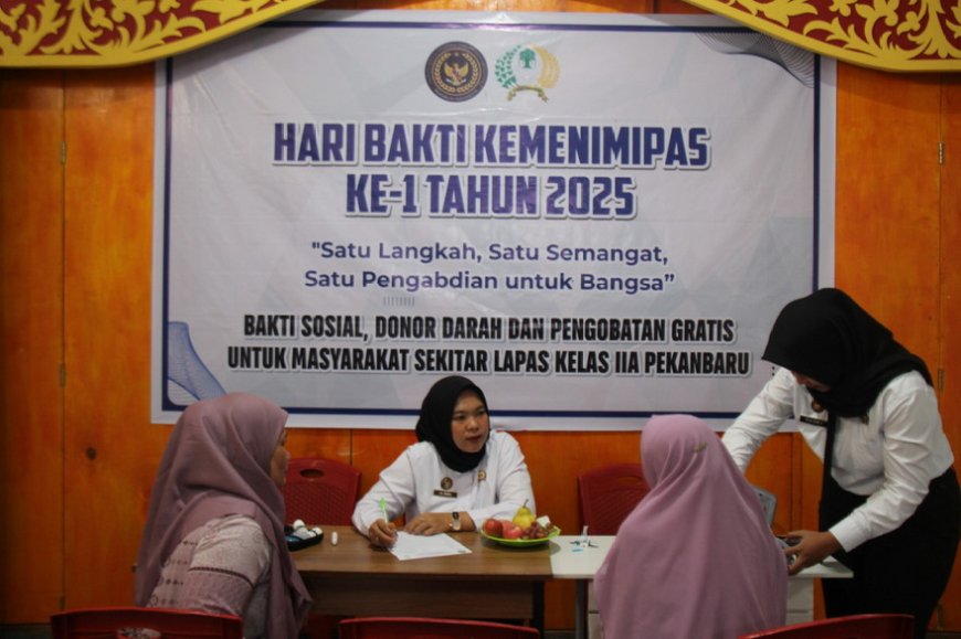 Lapas Kelas IIA Pekanbaru Gelar Pemeriksaan Kesehatan dan Pengobatan Gratis dalam Rangka Hari Bakti Kemenimipas ke-1